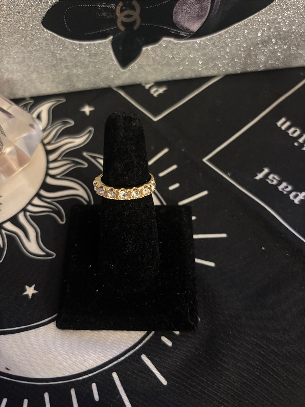 Gold Crystal Eternity Band - Women Jewelry Size 7